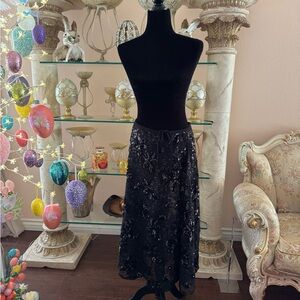 NWT ZARA Black Sequined Mesh Midi Skirt With Attached Leggings Size Small
